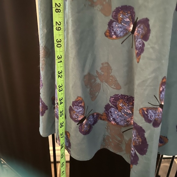 Pin Up Girl Teal Butterfly Print Swing Dress - Picture 5 of 8